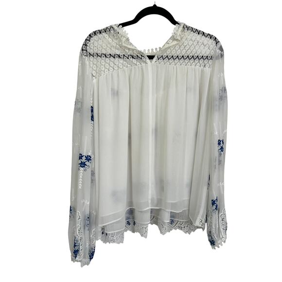 Endless Rose Women’s Long Sleeve Embroidered Lace Blouse Top Size Large Fairy - Picture 2 of 7